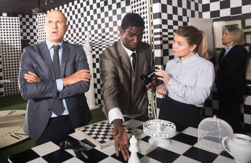 The challenge of an escape room is fun for this group of colleagues.