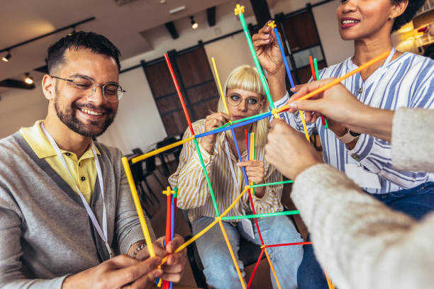 Fun team building activities can include simple party games like Jenga