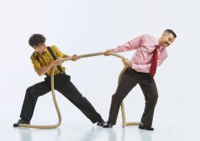 Fun team building game of tug of war